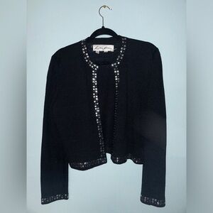 Vintage Lillie Rubin Black Studded Cardigan Size M